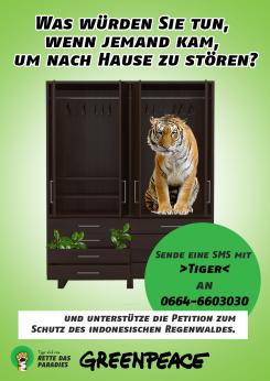Print-Anzeige  # 345867 für Greenpeace Plakat-Wettbewerb 2014: Sujet für Plakat Kampagne zum Schutz des Sumatra Tigers Wettbewerb