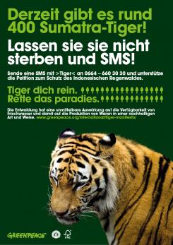 Print-Anzeige  # 349962 für Greenpeace Plakat-Wettbewerb 2014: Sujet für Plakat Kampagne zum Schutz des Sumatra Tigers Wettbewerb