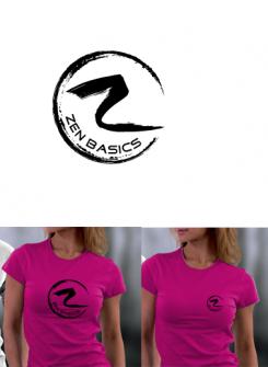 Logo design # 428927 for Zen Basics is my clothing line. It has different shades of black and white including white, cream, grey, charcoal and black. I use red for the logo and put the words in an enso (a circle made with a b contest