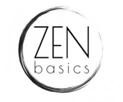 Logo design # 427895 for Zen Basics is my clothing line. It has different shades of black and white including white, cream, grey, charcoal and black. I use red for the logo and put the words in an enso (a circle made with a b contest
