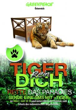 Print-Anzeige  # 350790 für Greenpeace Plakat-Wettbewerb 2014: Sujet für Plakat Kampagne zum Schutz des Sumatra Tigers Wettbewerb