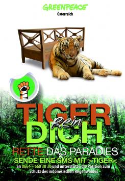 Print-Anzeige  # 350805 für Greenpeace Plakat-Wettbewerb 2014: Sujet für Plakat Kampagne zum Schutz des Sumatra Tigers Wettbewerb