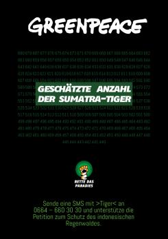 Print-Anzeige  # 350841 für Greenpeace Plakat-Wettbewerb 2014: Sujet für Plakat Kampagne zum Schutz des Sumatra Tigers Wettbewerb