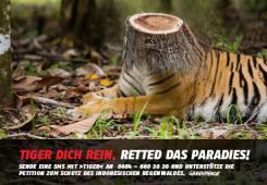 Print-Anzeige  # 342094 für Greenpeace Plakat-Wettbewerb 2014: Sujet für Plakat Kampagne zum Schutz des Sumatra Tigers Wettbewerb