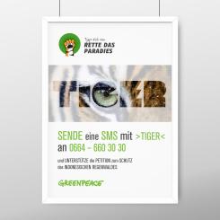 Print-Anzeige  # 350501 für Greenpeace Plakat-Wettbewerb 2014: Sujet für Plakat Kampagne zum Schutz des Sumatra Tigers Wettbewerb