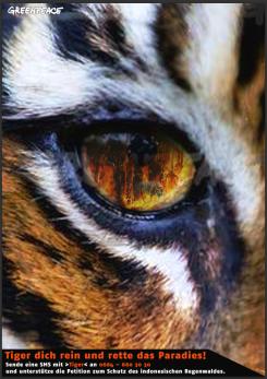 Print-Anzeige  # 349446 für Greenpeace Plakat-Wettbewerb 2014: Sujet für Plakat Kampagne zum Schutz des Sumatra Tigers Wettbewerb