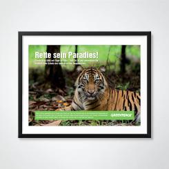 Print-Anzeige  # 350785 für Greenpeace Plakat-Wettbewerb 2014: Sujet für Plakat Kampagne zum Schutz des Sumatra Tigers Wettbewerb