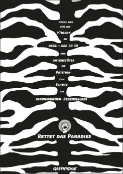 Print-Anzeige  # 350209 für Greenpeace Plakat-Wettbewerb 2014: Sujet für Plakat Kampagne zum Schutz des Sumatra Tigers Wettbewerb